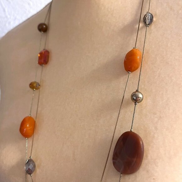 Layered Long Necklace Handmade 32 in ext. 2.5 in‎ - Picture 4 of 10